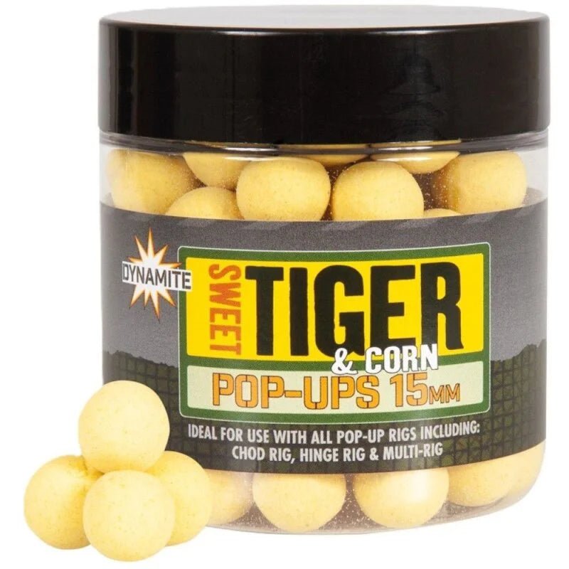 Dynamite Baits Sweet Tiger & Corn Pop - Ups - 15mm - KarperCentrale Dynamite Baits Sweet Tiger & Corn Pop - Ups - 15mm - KarperCentrale