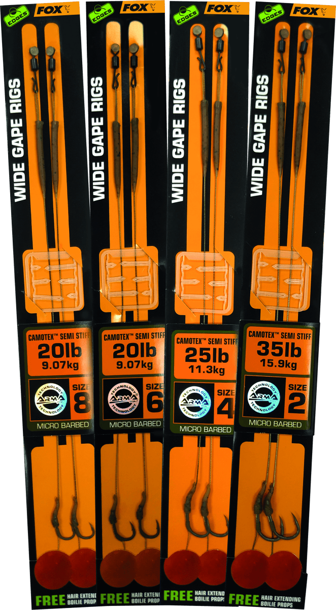 Fox Edges Wide Gape Camotex Semi Stiff Ready Rigs - dé KarperCentrale